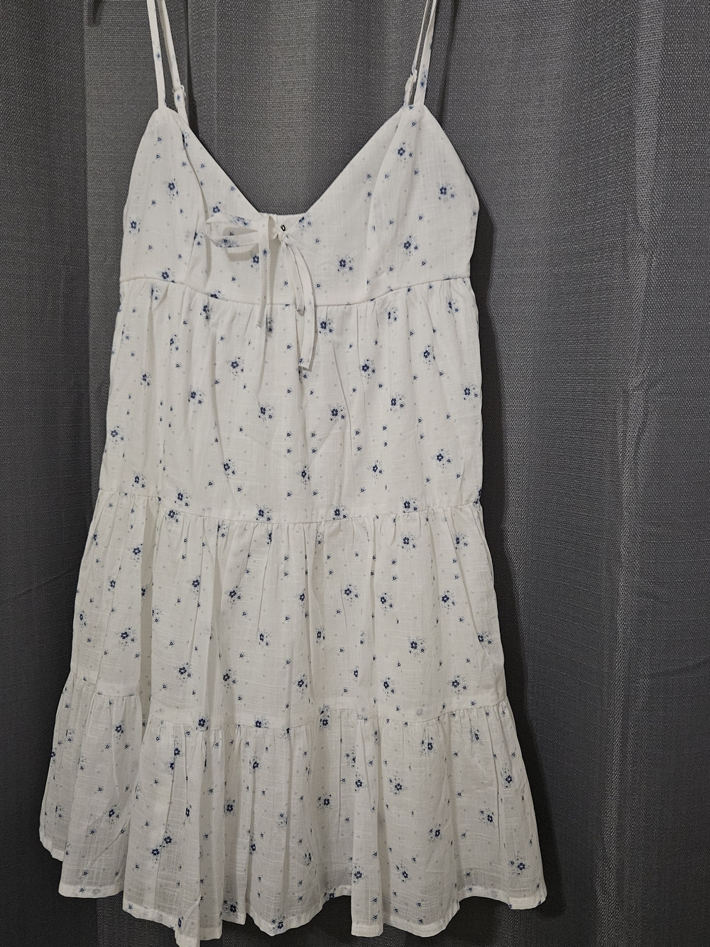No Boundaries White Mini Dress with Blue Floral Print